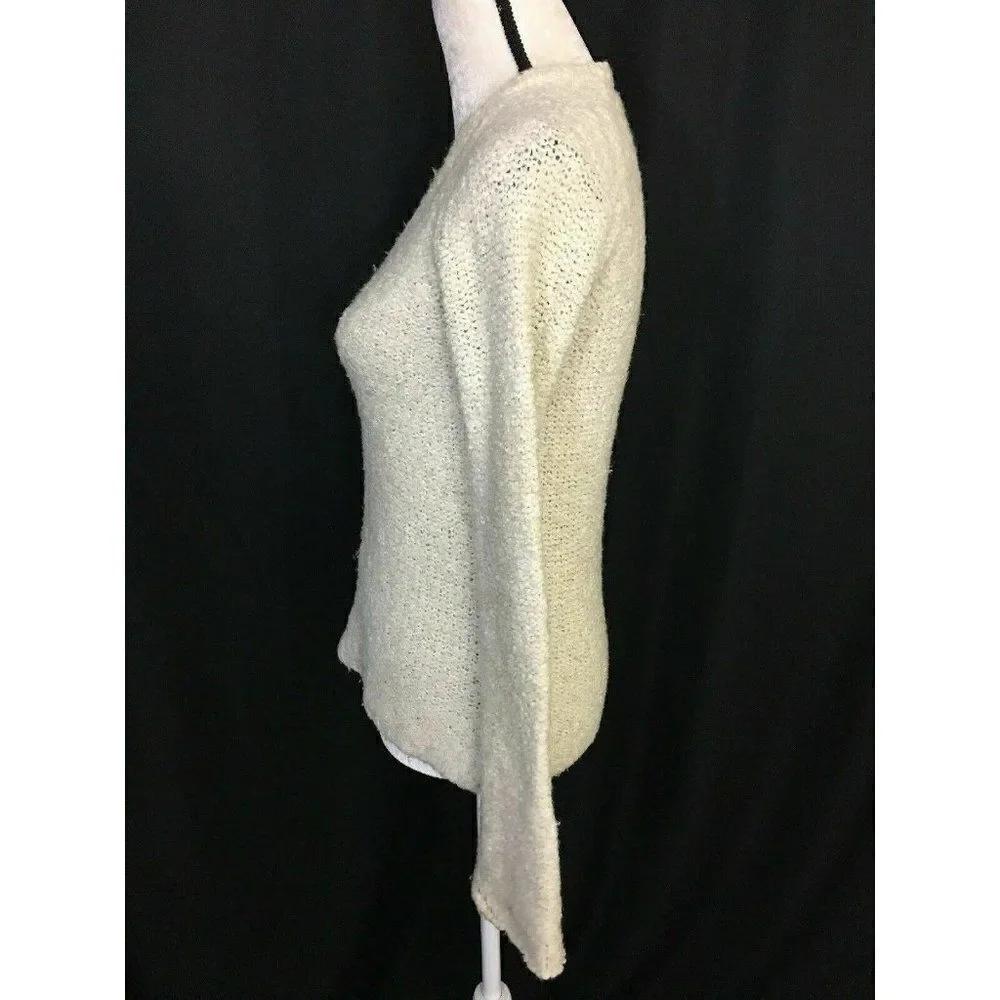 J Crew Ivory Long Sleeve V Neck Sweater top